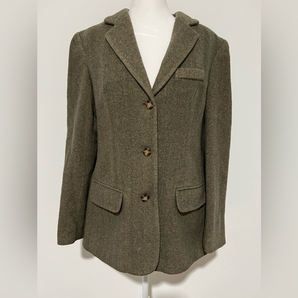 L.L.‎ Bean Wool Blend Harringbone Blazer Jacket Size 12R - Picture 1 of 9